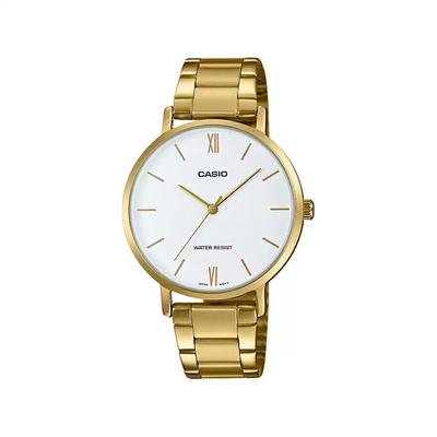 Аналоговые золотистые женские часы, Gold Analog Women's Watch,  Casio
