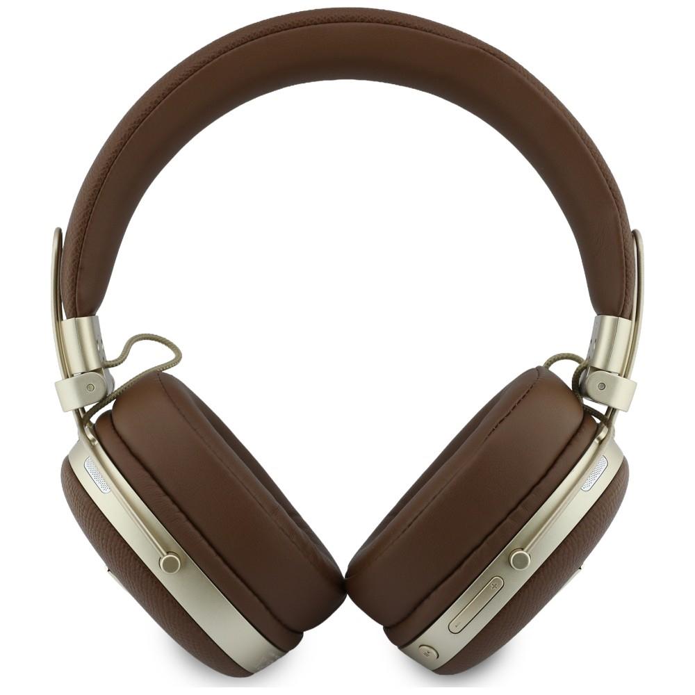 Guess Bluetooth ENC Over-Ear Headphones Metal Grained Triangle Logo Brown