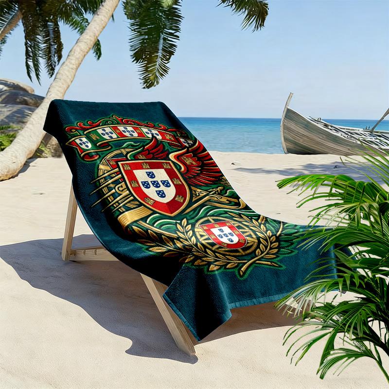 Portuguese Heritage Emblem beach towel Outdoor camping Portable for travel Outdoor pool towel Absorbent bath towel swim beach towel
