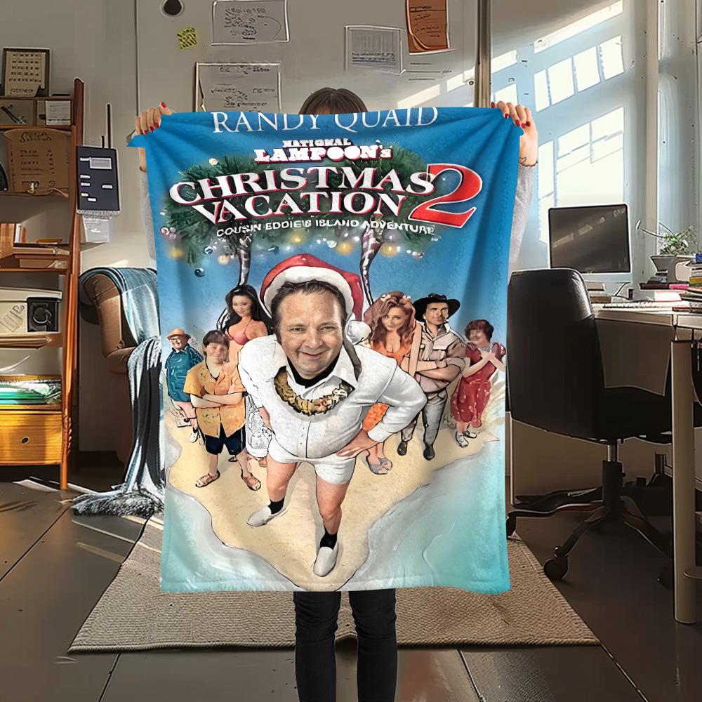 1PC Crazy Christmas Vacation Print FlAannel Blanket, High quality Comfortable for All Seasons, Home Decor, Warmth and Comfort