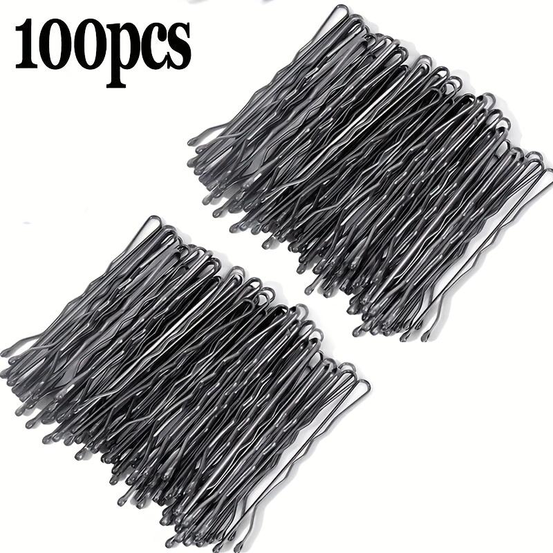 100 шт. Черные маленькие зажимы для волос Стальные шпильки с невидимой фиксацией, 5 см, Одноразовые, Идеально подходят для свадебного и повседневного использования, Свадебные аксессуары для волос
