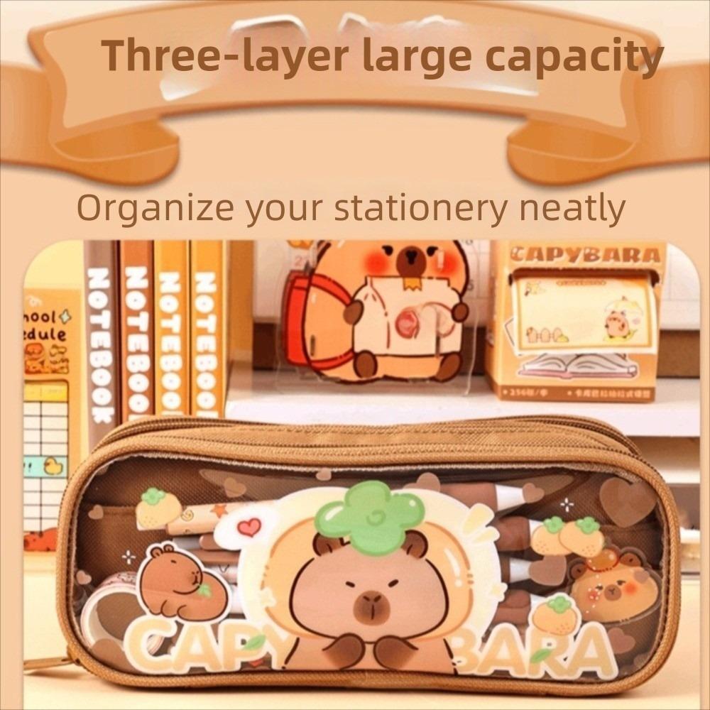 Cute Panda Pencil Box Large Capacity Girls Stationery Pen Bag Capybara Pencil Case Students