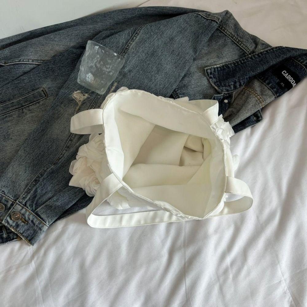 Белая сумка через плечо с цветочным принтом, легкая парусиновая сумка, модная нейлоновая сумка, пляжная