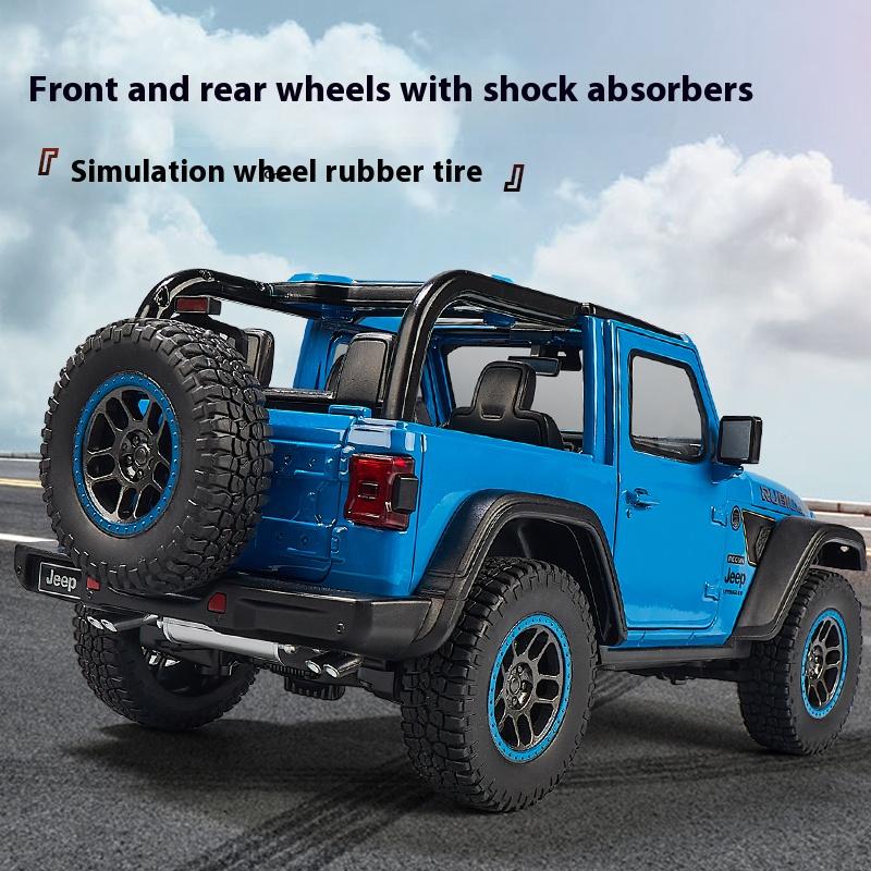 1/18 Jeep Wrangler Rubicon Кабриолет Внедорожник Внедорожник Сплав Литье под давлением Модель автомобиля Звук и свет Детские игрушки Подарки на день рождения