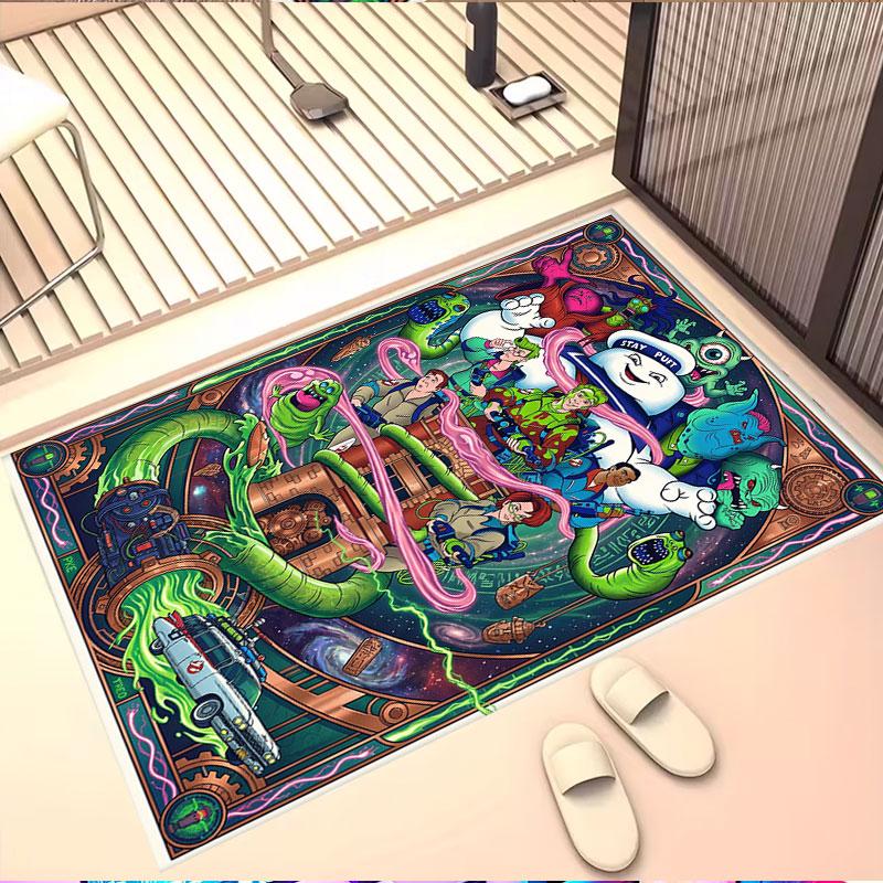 Ghostbusters Print Rug, Washable Floor Carpet, For Entryway Dorm Laundry Room Office Study, Home Decor Birthday Christmas Gift
