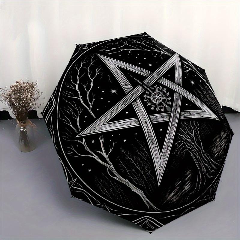Enchanted Forest Pentagram Wall Art PrintUmbrella, Portable 3-Fold Umbrella for Men & Women,Christmas Gift ES134