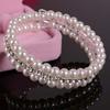 Women's Elegant White Faux Pearls Rhinestone Stretch Bangle Bracelet