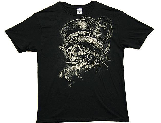 TOP HAT STEAMPUNK SKULL fitted tee shirt 100% cotton soft mens new v08 FEATHER