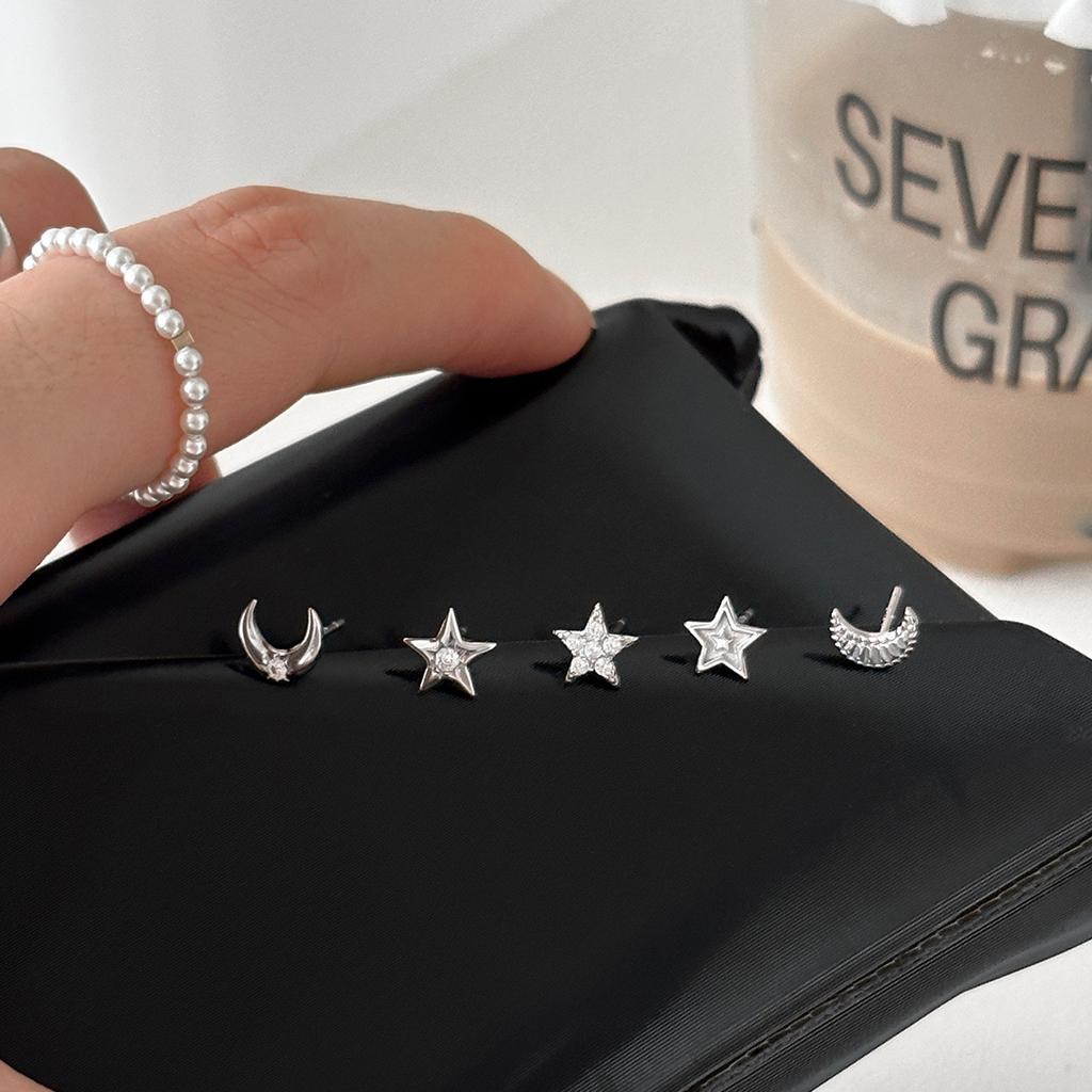 Серьги-гвоздики в форме звезд из стерлингового серебра 999 пробы, изысканные женские серьги-гвоздики в форме лунной кости, новые серьги для сна