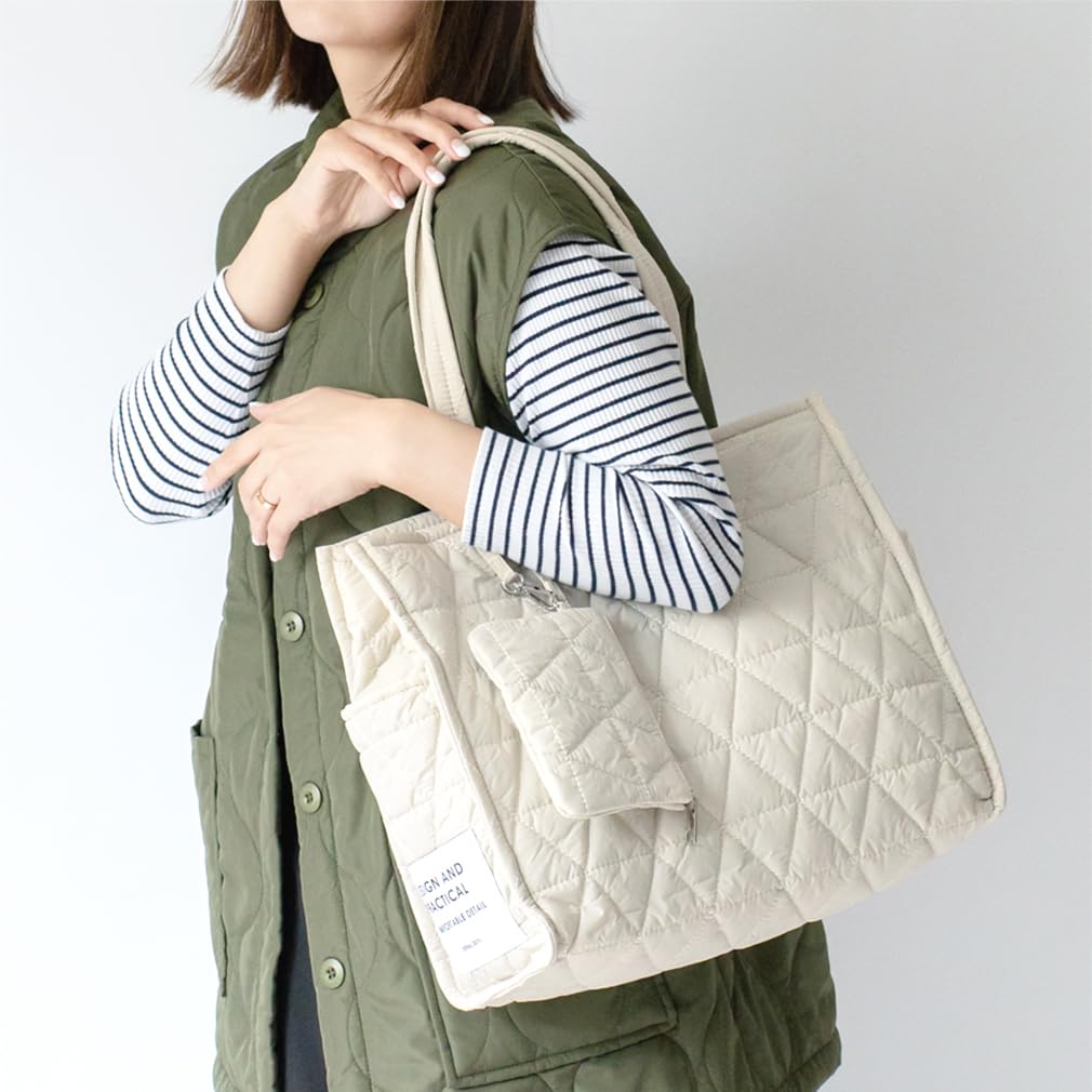 Стеганая большая сумка Vita Felice с чехлом [Vita Felice] женская inb-90045z (слоновая кость)