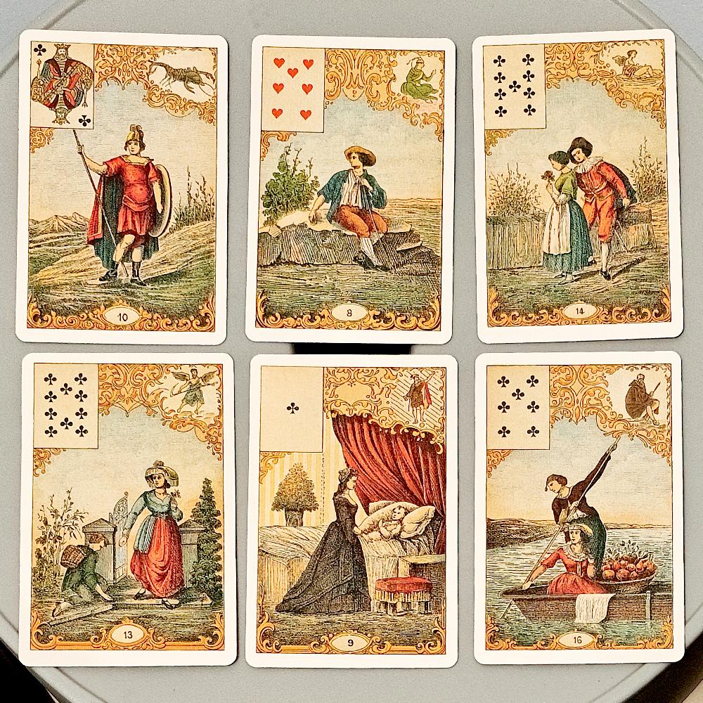 Винтажные Антикварные Карты Гадания на Судьбу 9*6 см, Оракул из 32 Карт Le Jeu Du Destin Antique, Традиционные Карты Картомантии