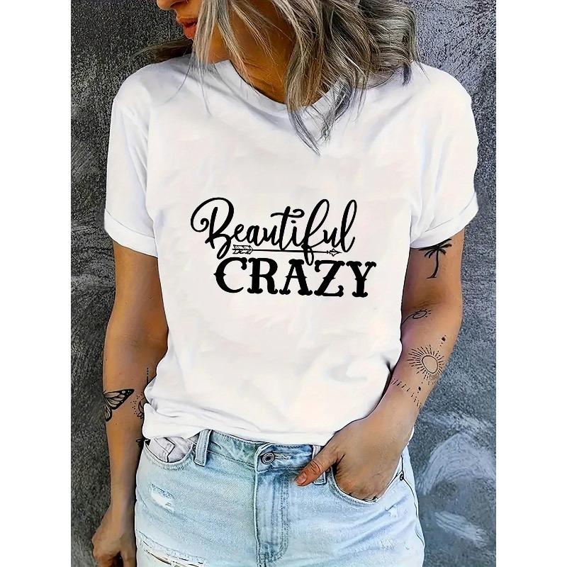 A Easy and Stylish Women'S Casual Sports T-Shirt with A Round Neck and Short Sleeves, Perfect for Comfortable Summer Wear During Holidays