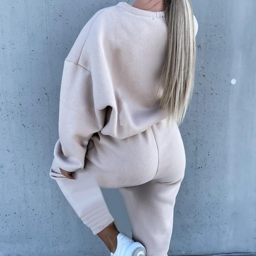 Женский повседневный спортивный костюм и зимняя модная свободная кофта с длинным рукавом, двойка