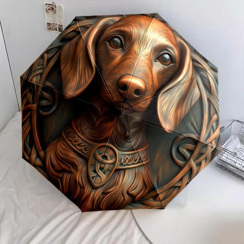 Узор с таксами, автоматический складной зонт, портативная и складная конструкция, 8 спиц, рождественский или день рождения подарок.