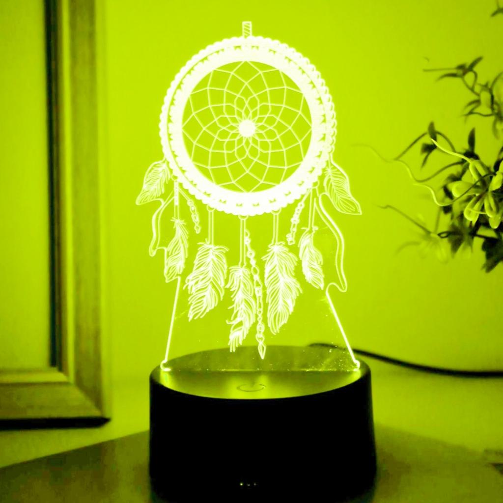 USB Ловец снов 3D Ночник Сенсорный Семицветный Градиент Креативный Настольный и Атмосферный Свет для Спальни Свет для Украшения Комнаты