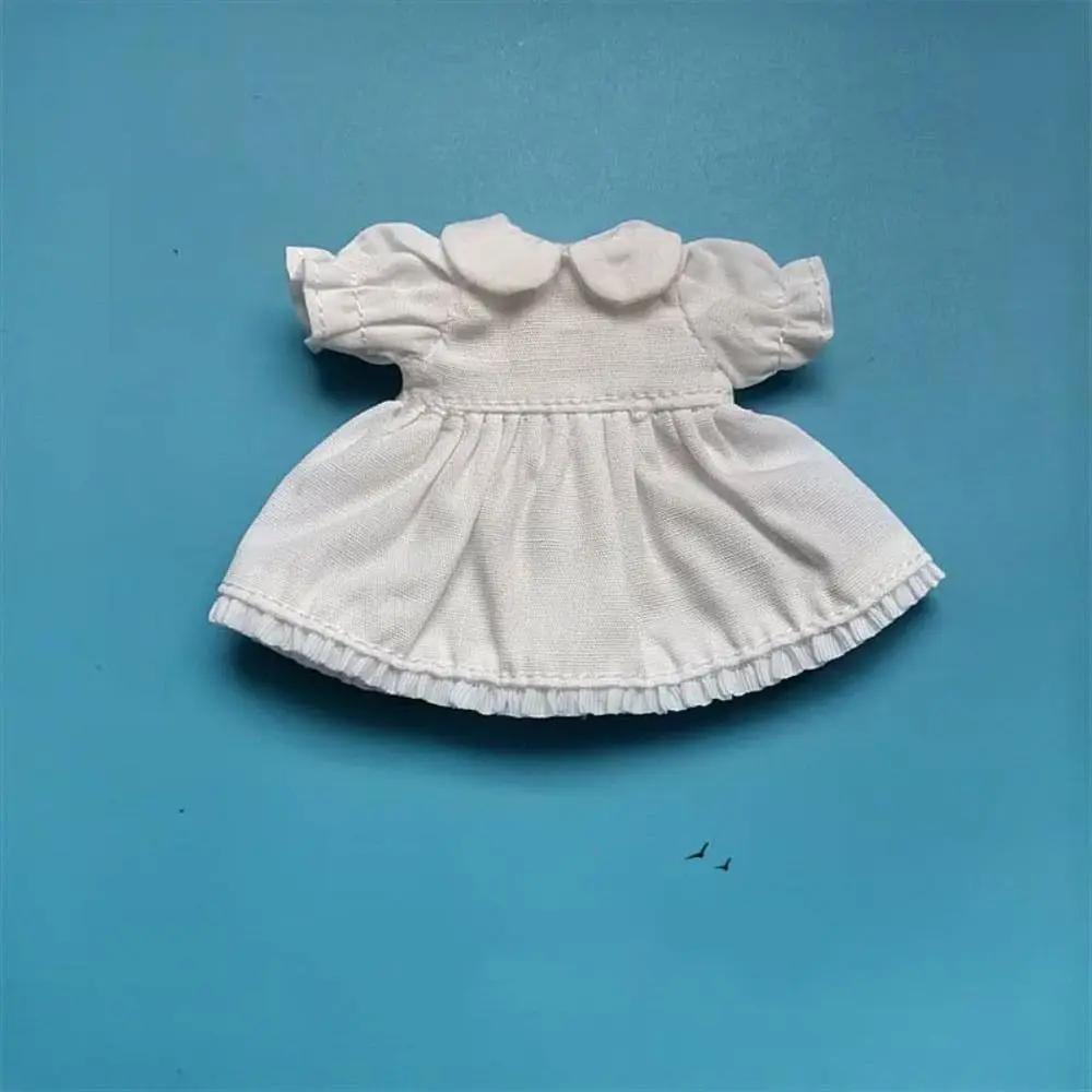Fashion Doll Clothes Lattice Skirt Dresses For 1/11 OB11 Dolls Outfits Puff Sleeve Dresses For 1/12 BJD Dolls Tops Doll Clothes