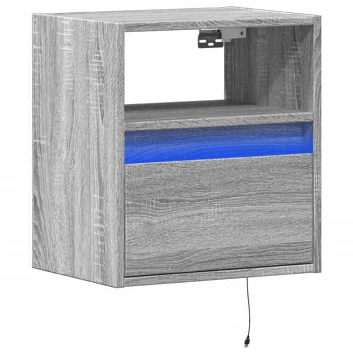 Table de chevet - Maison Exclusive - Murale - Éclairage LED - Sonoma gris