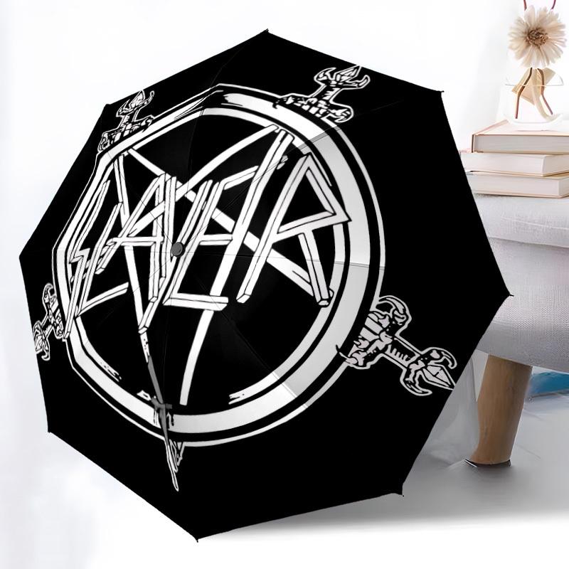 1 шт. Автоматический зонт с логотипом Slayer 8 ребер, портативный, складной, черный железный каркас для улицы, пляжа, путешествий, пляжный зонт 159