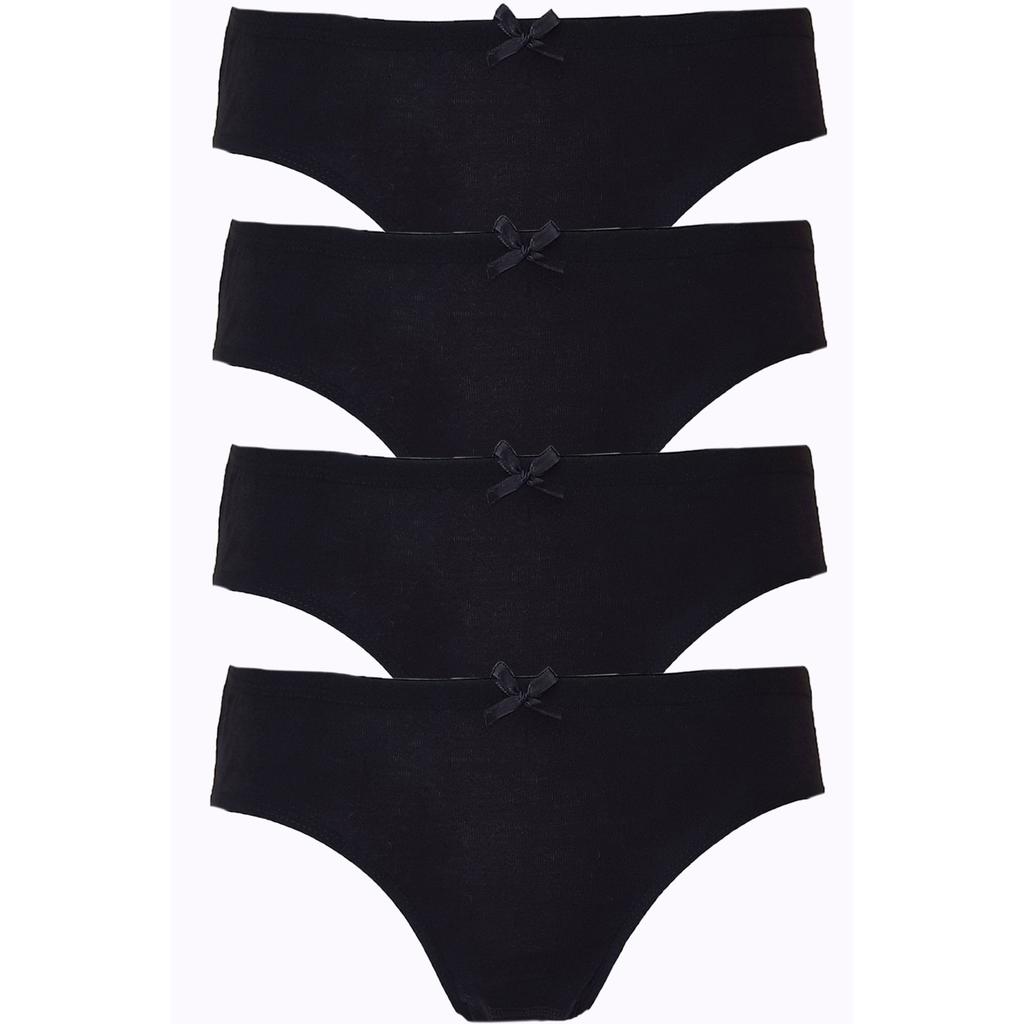 Женские хлопковые трусики-бикини из 4 предметов, цветное нижнее белье с бантом