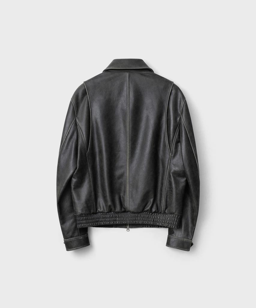 Belier Diagonal Leather Blouson - Vintage Grey
