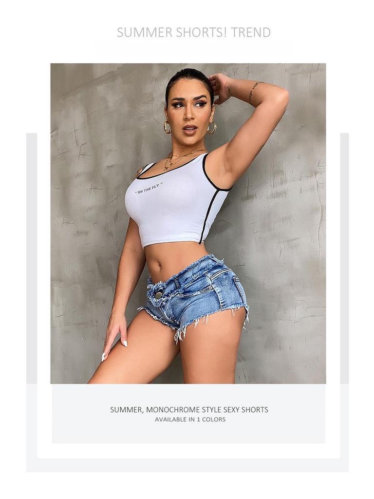 Новые летние эластичные джинсовые шорты в европейском и американском стиле для женщин