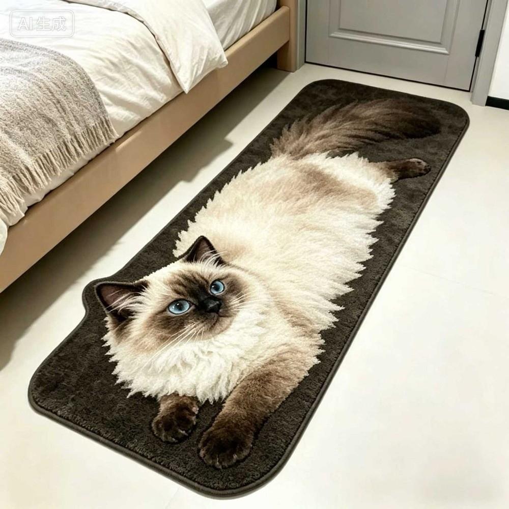 Water Absorbent Cartoon Carpet 2D Bedroom Bedside Floor Mat Cute Cat Rug Carpet Living Room