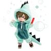 Rakulifey OB11 Size Costume Cute Animal Overalls Obitsu 11 Clothes Obitsu 11cm Doll Dinosaur Clothes 4 Colors Present (Light Green)