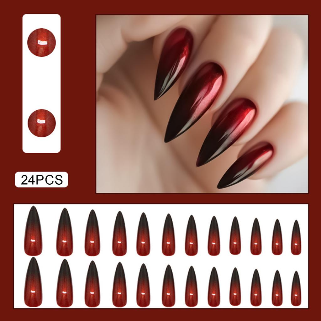 Black Red Gradients Resin Nail Extension Long Lasting Safe Material Waterproof False Nails for Women Nail Art Decoration