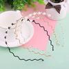 Hair Band Head Chain Accessories Metal for Women Headwear Black Silver Pearl Crystal Wave Hairband