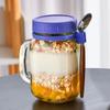 with Lids Spoons & Handle Yogurt Pot Glass Breakfast Jar Oats Container Overnight Oats Jars