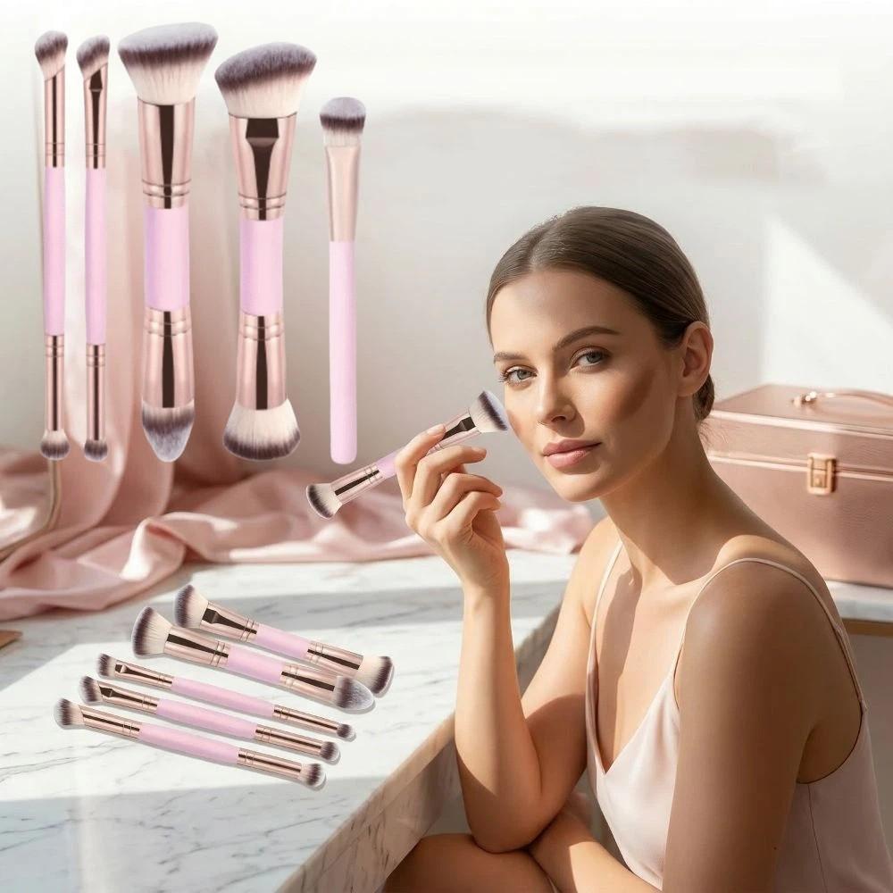 2/4/5Pcs Soft Bristle Dual-ended Makeup Brushes Angled Top Foundation Brush Set Beauty Application