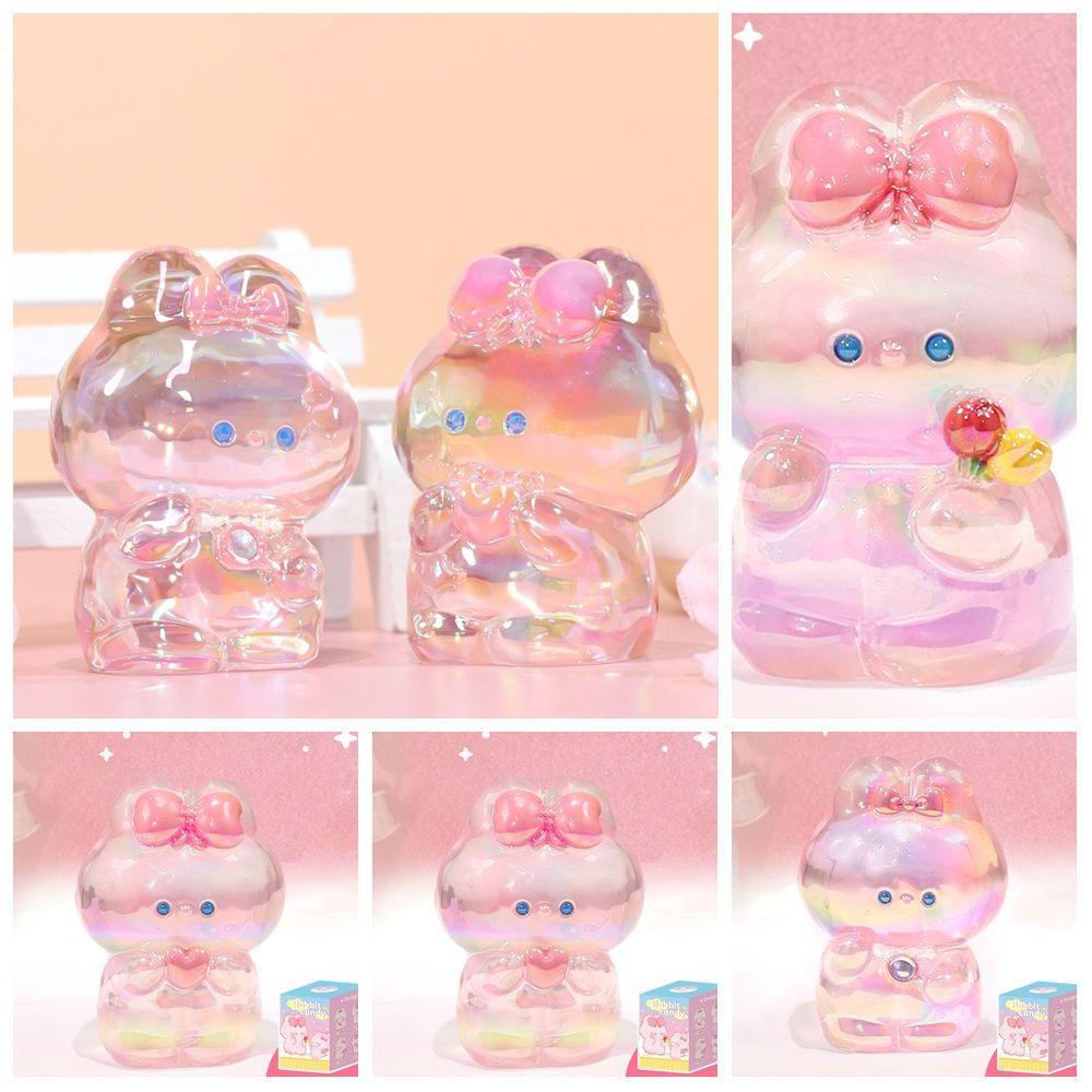Laser Transparent Gradient Rabbit Dolls Candy Color Cartoon Model Toy  Desk Decoration