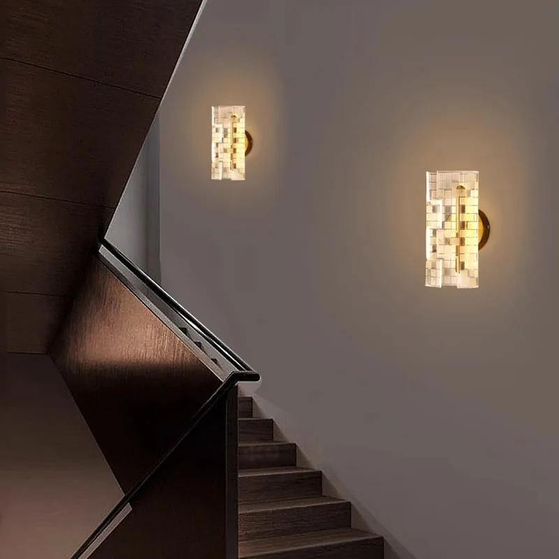 Хрустальный акриловый настенный светильник для коридора отеля, прикроватный светильник для спальни, декоративный фонарь в стиле минимализма, потолочный светильник для лестницы, декор для дома