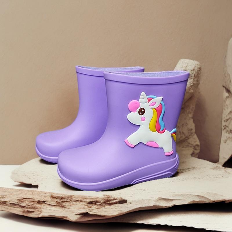 Детские дождевики для мальчиков и девочек, комплект из хлопка, нескользящие, водонепроницаемые, всесезонные, мультяшные, милые, принцессы, резиновые сапоги для детей