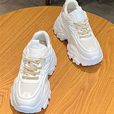 Спортивные кроссовки на высокой платформе на шнуровке для спортзала, белые женские, обувь для женщин, хлопок, новинка 2025 года, A Оригинал