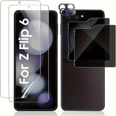 6 шт. [2+2+2] для Samsung Galaxy Z Flip 6/5 мягкая защитная пленка для экрана + закаленное стекло для небольшого экрана + закаленное стекло для объектива камеры 9H HD против шпионажа