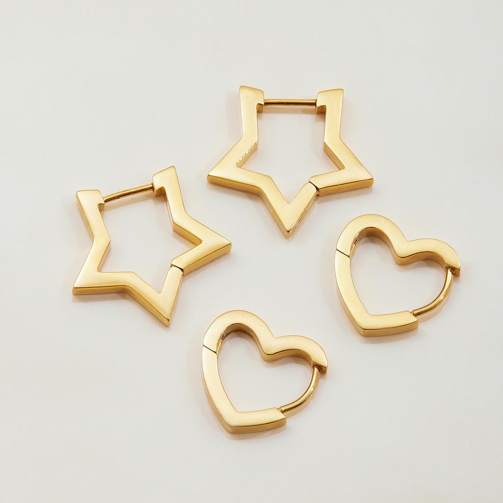 Youthway Классический стиль Милые Стильные Позолоченные Изящные Полированные Полые Серьги Звезда Сердце Антиаллергенные Женские Украшения на каждый день