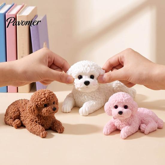 Stress Relief Squeezing Toy Dog with Anti-slip Mat, Puppy Squeeze for Reducing Car Dashboard Desktop Decor, Anti-Anxiety Pet Sensory Toy, Lover