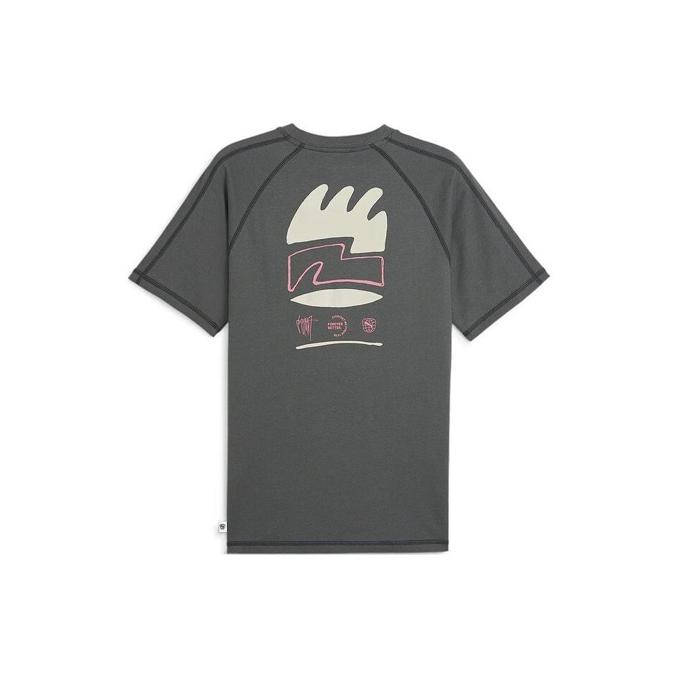 Puma Однотонная футболка с круглым вырезом и коротким рукавом, повседневная, с заниженной линией плеч, мужские футболки, черная 626098-80