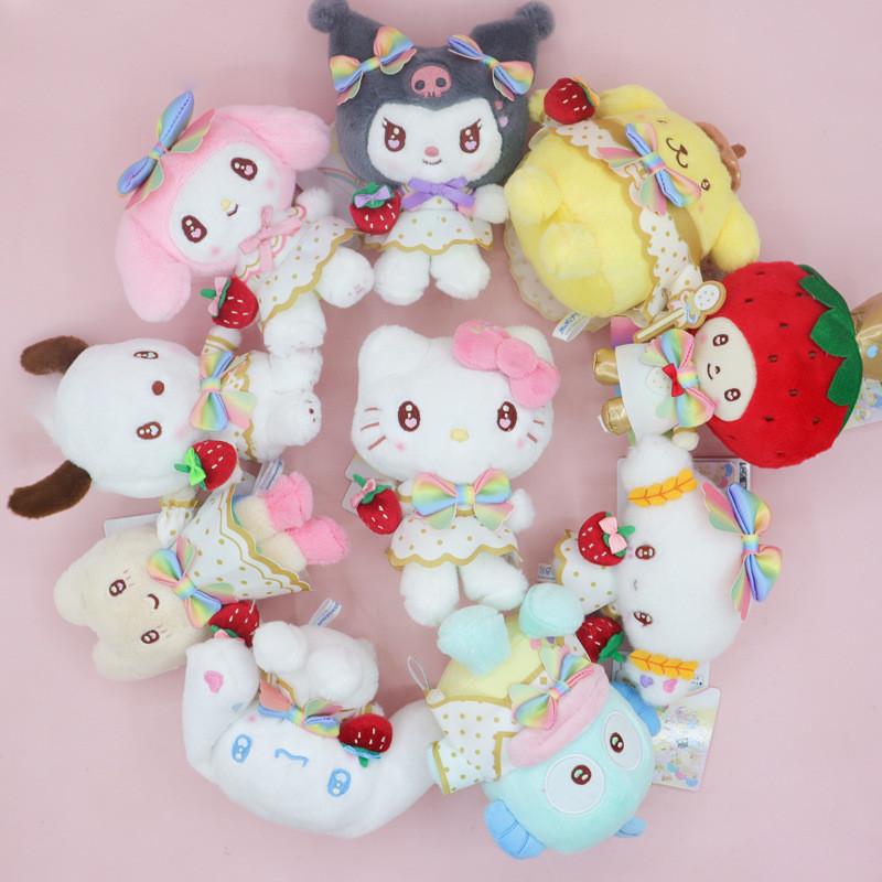 Sanrio Strawberry News Куроми Плюшевая Игрушка Брелок для Сумки С Мягким Коротким Мехом Для Детей