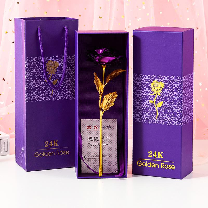 Подарочная коробка с розой из 24-каратной золотой фольги, подарок на День святого Валентина, рождественский подарок, мероприятие, маленькие подарки