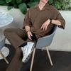 Мужская футболка MYQ в японском ретро-стиле с кубинским воротником - Свободный крой, Лацкан, Короткий рукав, Модный корейский стиль