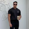 Mens Short Sleeve Streetwear Hip Hop Summer T Shirt Men V-neck Curved Hem Tshirt Slim Fashion T-Shirt Plus Size M-2XL