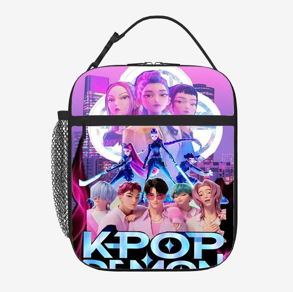 Карточка Ученика Начальной Школы Kpop Охотник на Демонов Термосумка Портативная Сумка для Пикника на Открытом Воздухе Детская Сумка для Ланч-бокса Сумка для Ланча