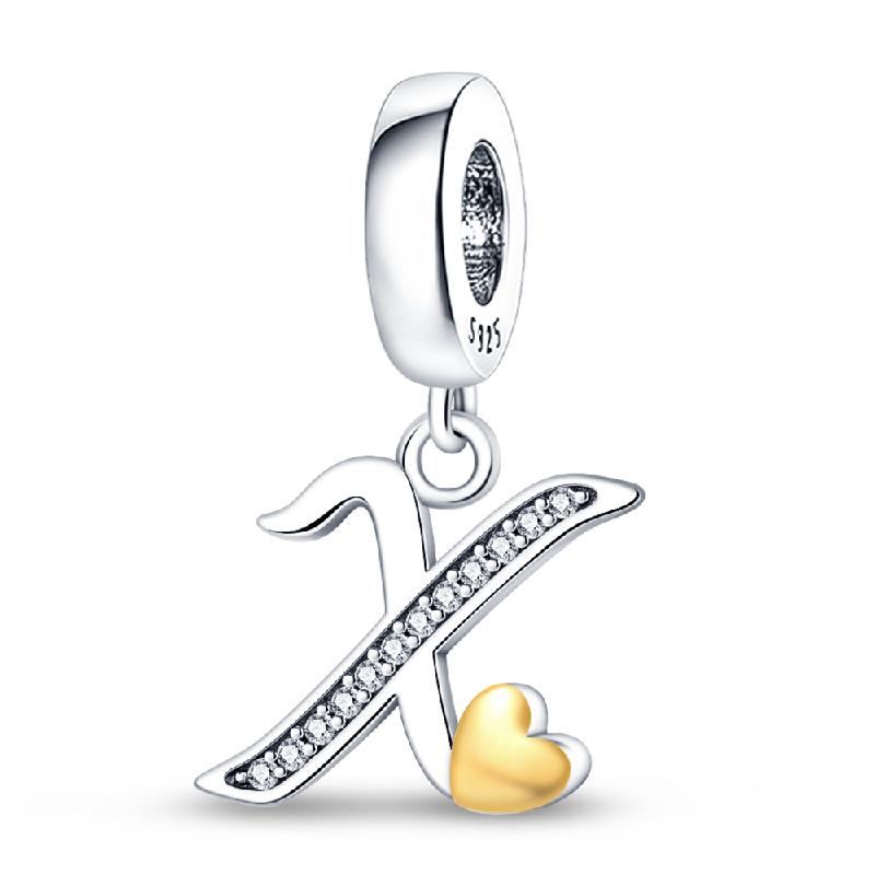 New In Copper Alphabet Series Charms Fit Original Pan Bracelet&Bangle For Women Birthday Fine Jewelry Gift