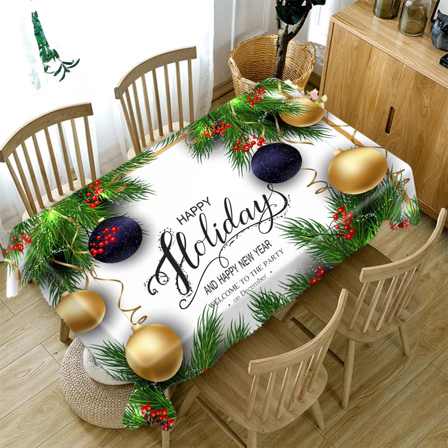Thicken Cotton Christmas Tablecloth Fireplace Christmas Socks Pattern Rectangular Round Table Cloth For Wedding Picnic Party