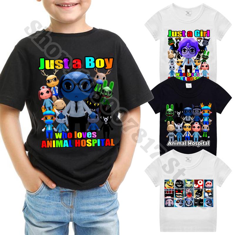 Kids Short Sleeve Tops Summer Casual Clothing Tee Animal Hospitals Cute T-shirt Children Anime Printed T Shirt Clothes Gift 2026