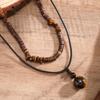 Natural Stone Wood Pearl Turquoise Necklace Vintage Coconut Shell Neck Jewelry  Women