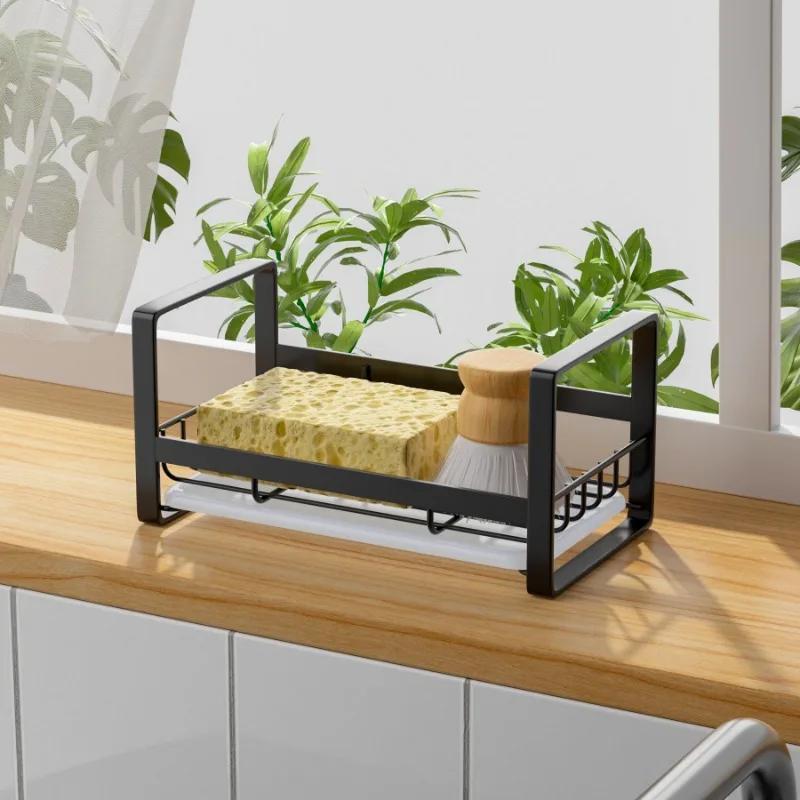 Kitchen Stainless Steel Sink Drain Rack Sponge Storage Organizer Dish Soap Drainer Shelf Kitchen Organizer Bathroom Accessories