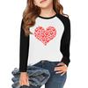 Футболки с длинным рукавом для девочек Love ко Дню святого Валентина, детские осенние топы с круглым вырезом, базовые футболки для детей 5-14 лет